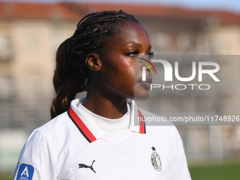 Evelyn Ijeh of Milan Women plays during the Women Coppa Italia match between Freedom Cuneo and AC Milan in Cuneo, Italy, on November 6, 2024...