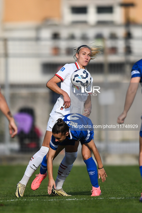 Emma Koivisto of Milan Women fights for the ball with Paola Cuciniello of Freedom Cuneo during the Women Coppa Italia match between Freedom...