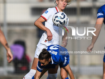 Emma Koivisto of Milan Women fights for the ball with Paola Cuciniello of Freedom Cuneo during the Women Coppa Italia match between Freedom...