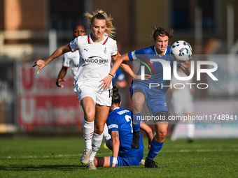 Nikola Karczewska of Milan Women battles for the ball with Margherita Brscic of Freedom Cuneo during the Women's Coppa Italia match between...