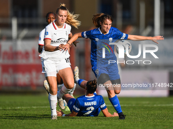 Nikola Karczewska of Milan Women battles for the ball with Margherita Brscic of Freedom Cuneo during the Women's Coppa Italia match between...