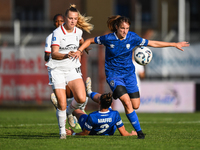 Nikola Karczewska of Milan Women battles for the ball with Margherita Brscic of Freedom Cuneo during the Women's Coppa Italia match between...