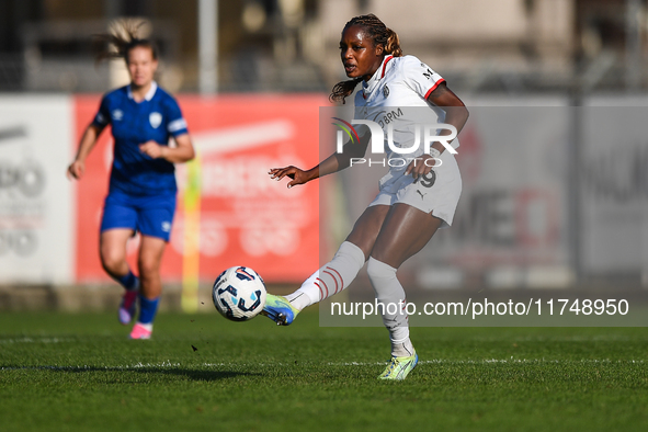 Evelyn Ijeh of Milan Women plays during the Women Coppa Italia match between Freedom Cuneo and AC Milan in Cuneo, Italy, on November 6, 2024...