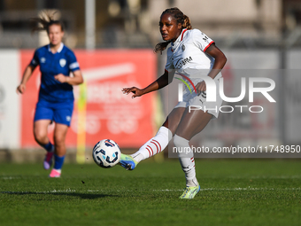 Evelyn Ijeh of Milan Women plays during the Women Coppa Italia match between Freedom Cuneo and AC Milan in Cuneo, Italy, on November 6, 2024...