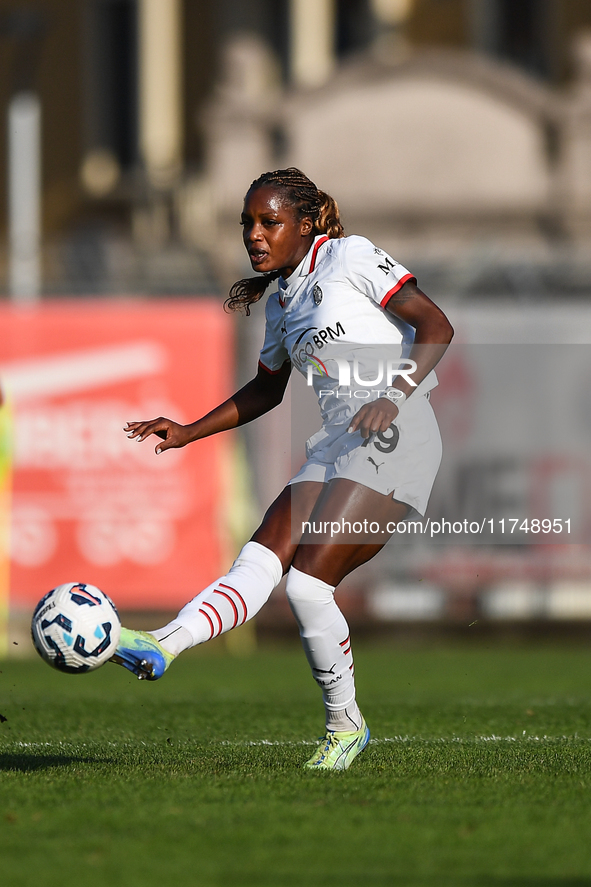 Evelyn Ijeh of Milan Women plays during the Women Coppa Italia match between Freedom Cuneo and AC Milan in Cuneo, Italy, on November 6, 2024...