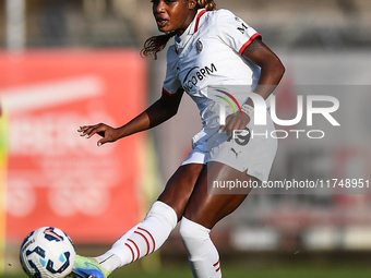 Evelyn Ijeh of Milan Women plays during the Women Coppa Italia match between Freedom Cuneo and AC Milan in Cuneo, Italy, on November 6, 2024...