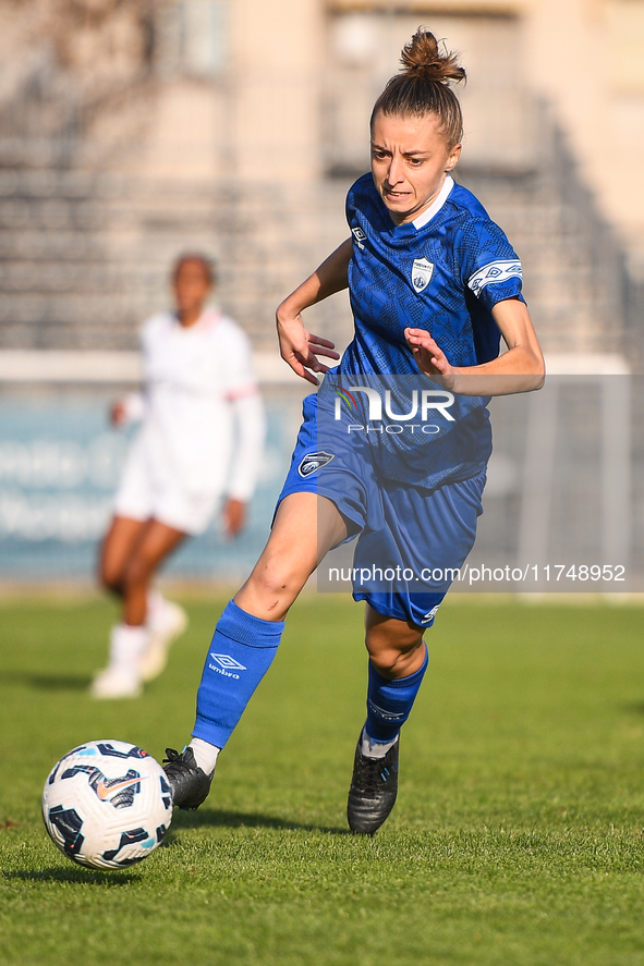 Sara Borello of Freedom Cuneo participates in the Women Coppa Italia match between Freedom Cuneo and AC Milan in Cuneo, Italy, on November 6...