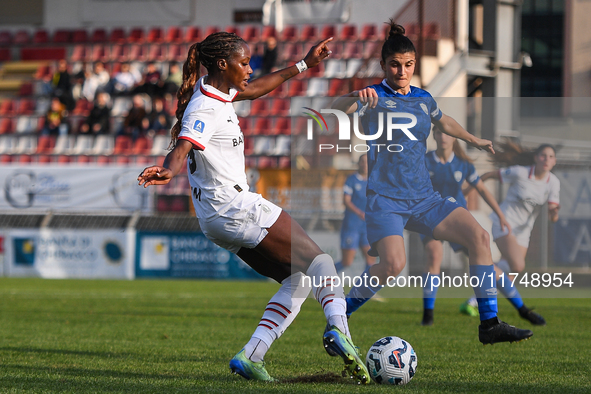 Evelyn Ijeh of Milan Women plays during the Women Coppa Italia match between Freedom Cuneo and AC Milan in Cuneo, Italy, on November 6, 2024...