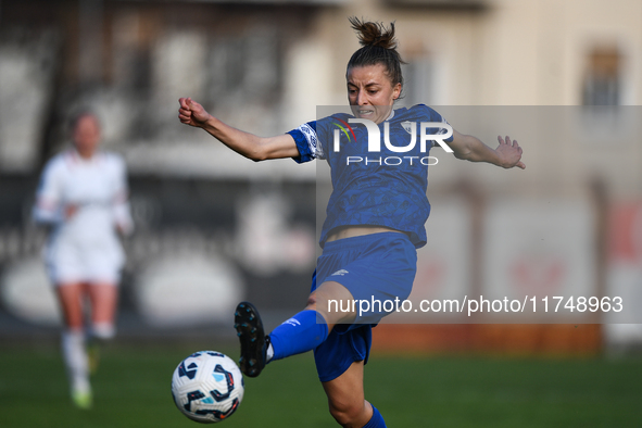 Sara Borello of Freedom Cuneo participates in the Women Coppa Italia match between Freedom Cuneo and AC Milan in Cuneo, Italy, on November 6...