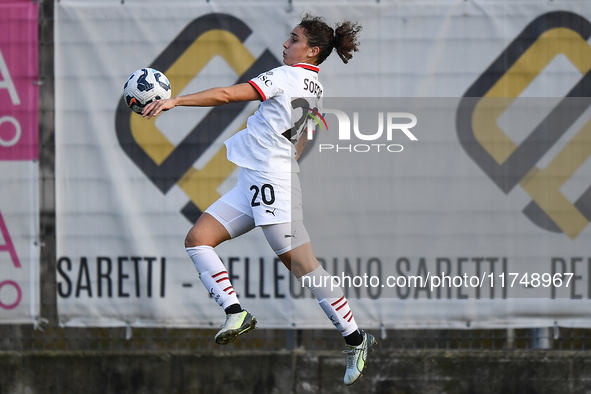 Angelica Soffia of Milan Women participates in the Women Coppa Italia match between Freedom Cuneo and AC Milan in Cuneo, Italy, on November...