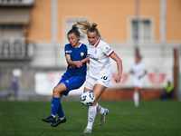 Sara Borello of Freedom Cuneo battles for the ball with Nikola Karczewska of Milan Women during the Women Coppa Italia match between Freedom...