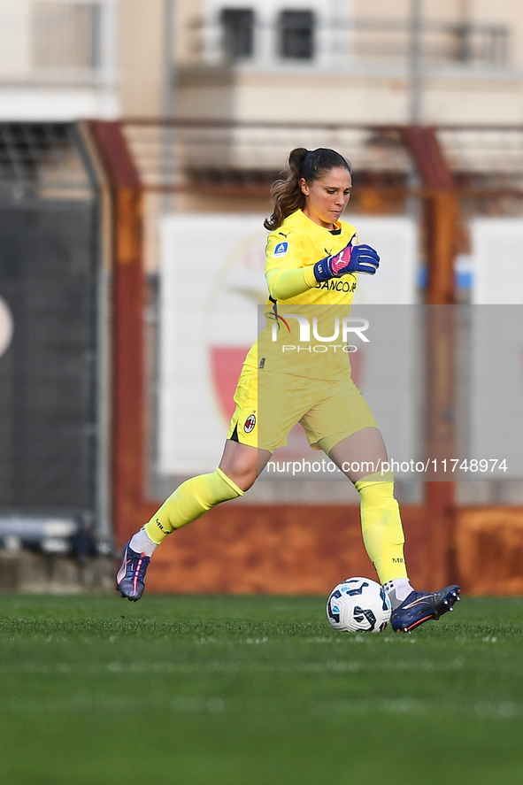 Laura Giuliani of Milan Women participates in the Women Coppa Italia match between Freedom Cuneo and AC Milan in Cuneo, Italy, on November 6...