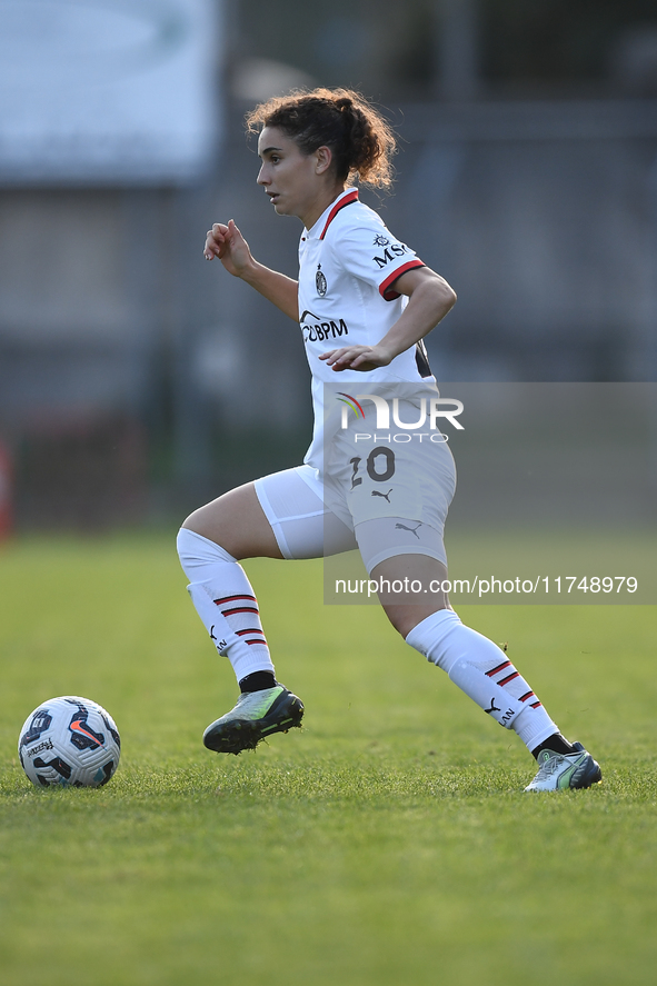 Angelica Soffia of Milan Women participates in the Women Coppa Italia match between Freedom Cuneo and AC Milan in Cuneo, Italy, on November...