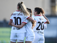 Milan celebrates a goal during the Women's Coppa Italia match between Freedom Cuneo and AC Milan in Cuneo, Italy, on November 6, 2024, at St...