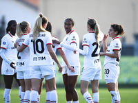 Milan celebrates a goal during the Women's Coppa Italia match between Freedom Cuneo and AC Milan in Cuneo, Italy, on November 6, 2024, at St...