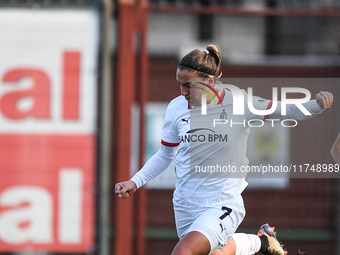 Gloria Marinelli of Milan Women scores a goal during the Women Coppa Italia match between Freedom Cuneo and AC Milan in Cuneo, Italy, on Nov...