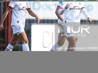 Gloria Marinelli of Milan Women celebrates a goal during the Women's Coppa Italia match between Freedom Cuneo and AC Milan in Cuneo, Italy,...