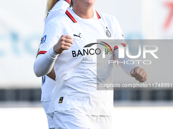 Gloria Marinelli of Milan Women celebrates a goal during the Women's Coppa Italia match between Freedom Cuneo and AC Milan in Cuneo, Italy,...