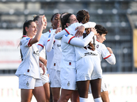 Gloria Marinelli of Milan Women celebrates a goal with her teammates during the Women Coppa Italia match between Freedom Cuneo and AC Milan...