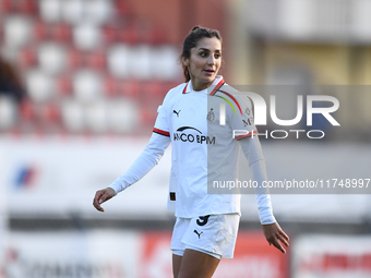 Nadia Nadim of Milan Women plays during the Women Coppa Italia match between Freedom Cuneo and AC Milan in Cuneo, Italy, on November 6, 2024...