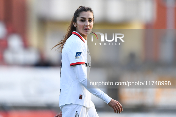 Nadia Nadim of Milan Women plays during the Women Coppa Italia match between Freedom Cuneo and AC Milan in Cuneo, Italy, on November 6, 2024...