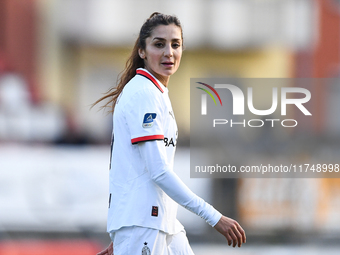 Nadia Nadim of Milan Women plays during the Women Coppa Italia match between Freedom Cuneo and AC Milan in Cuneo, Italy, on November 6, 2024...