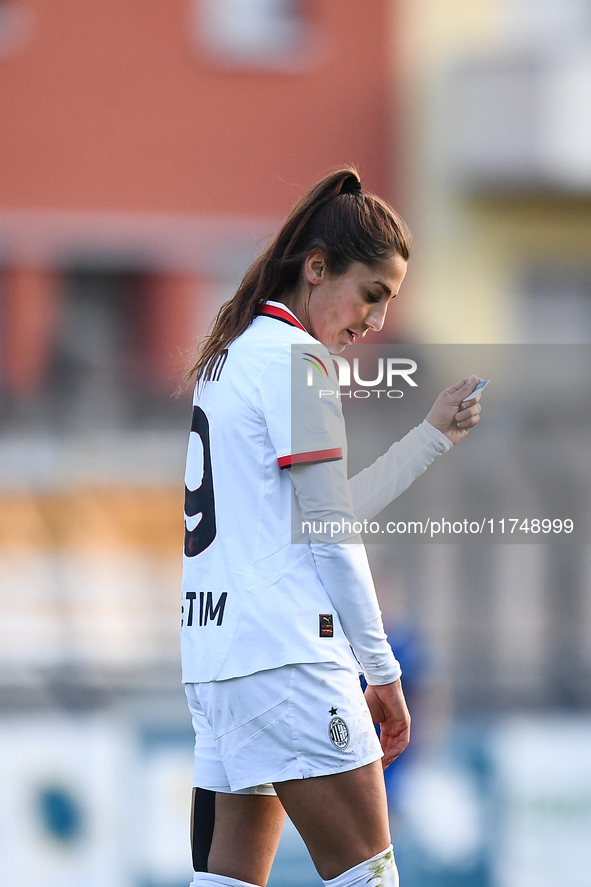 Nadia Nadim of Milan Women plays during the Women Coppa Italia match between Freedom Cuneo and AC Milan in Cuneo, Italy, on November 6, 2024...