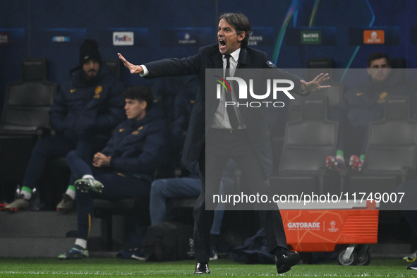 Simone Inzaghi, Head Coach of FC Inter, participates in the UEFA Champions League stage match Phase MD4 between FC Internazionale and Arsena...