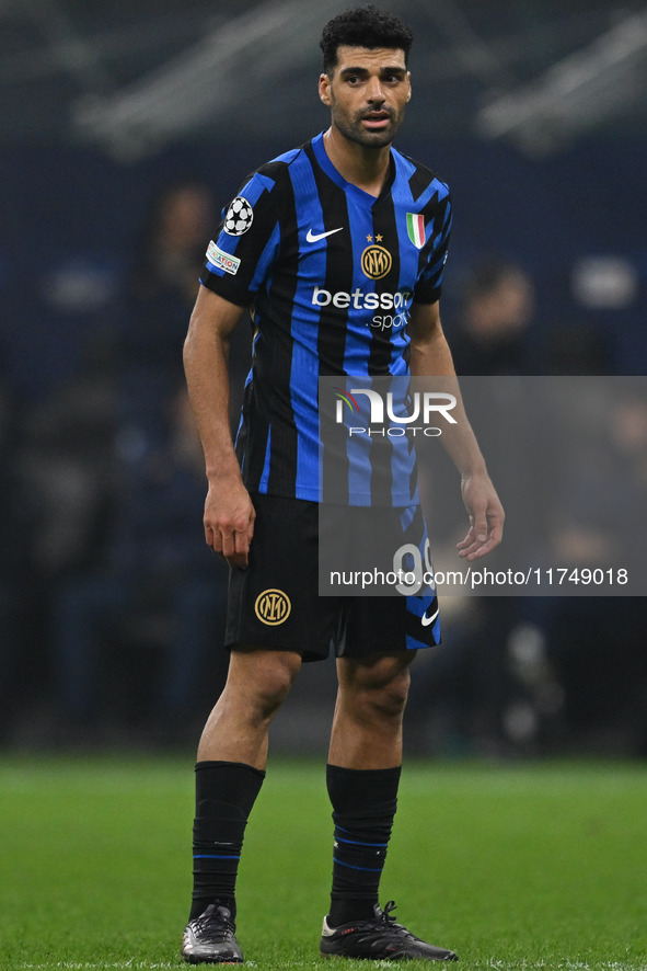 Mehdi Taremi of FC Inter plays during the UEFA Champions League stage match Phase MD4 between Inter FC Internazionale and Arsenal FC, in Mil...