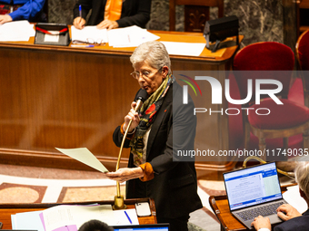 Genevieve Darrieussecq, the French Minister for Health and Access to Healthcare, speaks during the public session following the discussion o...