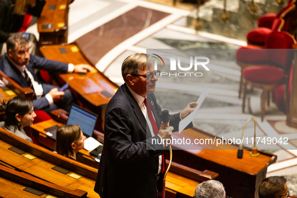 Cyrille Isaac-Sibille, a French MP and deputy member of the Les Democrates group, speaks during the public session following the discussion...