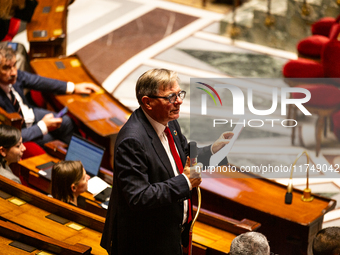 Cyrille Isaac-Sibille, a French MP and deputy member of the Les Democrates group, speaks during the public session following the discussion...