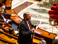 Cyrille Isaac-Sibille, a French MP and deputy member of the Les Democrates group, speaks during the public session following the discussion...