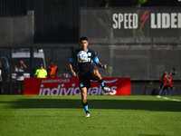 Santiago Solari of Racing Club drives the ball during a Liga Profesional 2024 match between Barracas Central and Racing Club at Estadio Guil...