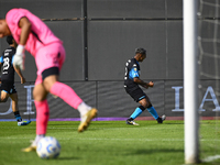 Agustin Almendra of Racing Club celebrates after scoring the team's first goal during a Liga Profesional 2024 match between Barracas Central...