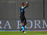 Agustin Almendra of Racing Club celebrates after scoring the team's first goal during a Liga Profesional 2024 match between Barracas Central...