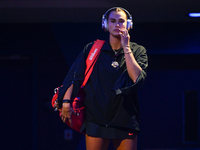 RIYADH, SAUDI ARABIA - NOVEMBER 06: Aryna Sabalenka of Belarus arrives ahead of her match against Elena Rybakina of Kazakhstan, on Day 5 of...