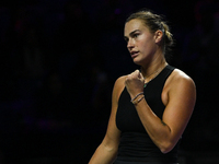 RIYADH, SAUDI ARABIA - NOVEMBER 06: Aryna Sabalenka of Belarus during her match against Elena Rybakina of Kazakhstan, on Day 5 of the 2024 W...