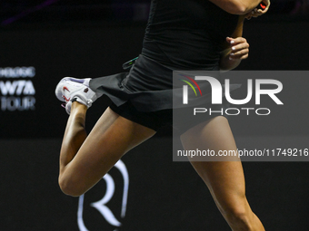 RIYADH, SAUDI ARABIA - NOVEMBER 06: Aryna Sabalenka of Belarus during her match against Elena Rybakina of Kazakhstan, on Day 5 of the 2024 W...