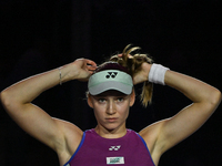 RIYADH, SAUDI ARABIA - NOVEMBER 06: Elena Rybakina of Kazakhstan during her match against Aryna Sabalenka of Belarus, on Day 5 of the 2024 W...