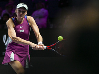 RIYADH, SAUDI ARABIA - NOVEMBER 06: Elena Rybakina of Kazakhstan during her match against Aryna Sabalenka of Belarus, on Day 5 of the 2024 W...