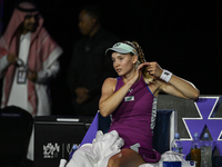 RIYADH, SAUDI ARABIA - NOVEMBER 06: Elena Rybakina of Kazakhstan during her match against Aryna Sabalenka of Belarus, on Day 5 of the 2024 W...