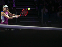 RIYADH, SAUDI ARABIA - NOVEMBER 06: Elena Rybakina of Kazakhstan during her match against Aryna Sabalenka of Belarus, on Day 5 of the 2024 W...