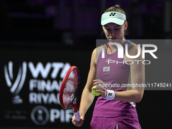 RIYADH, SAUDI ARABIA - NOVEMBER 06: Aryna Sabalenka of Belarus during her match against Elena Rybakina of Kazakhstan, on Day 5 of the 2024 W...