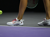 RIYADH, SAUDI ARABIA - NOVEMBER 06: Aryna Sabalenka of Belarus during her match against Elena Rybakina of Kazakhstan, on Day 5 of the 2024 W...