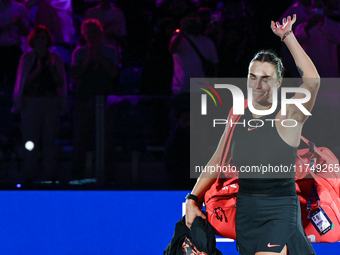 RIYADH, SAUDI ARABIA - NOVEMBER 06: Aryna Sabalenka of Belarus leaves the venue after loosing the match to Elena Rybakina of Kazakhstan, on...