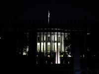 The White House stands behind both permanent and temporary anti-riot fences the day following ex-President and convicted felon Donald Trump'...