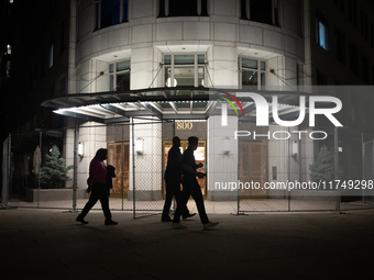 Fencing around a building near the White House remains in place following ex-President and convicted felon Donald Trump's win in the 2024 pr...