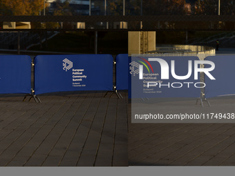 Preparations take place at the venue on the day of the 5th European Political Community Summit in Budapest, Hungary, on November 7, a day af...