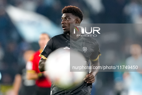 Michel Ndary Adopo of Cagliari Calcio looks on during the Serie A Enilive match between SS Lazio and Cagliari Calcio at Stadio Olimpico on N...